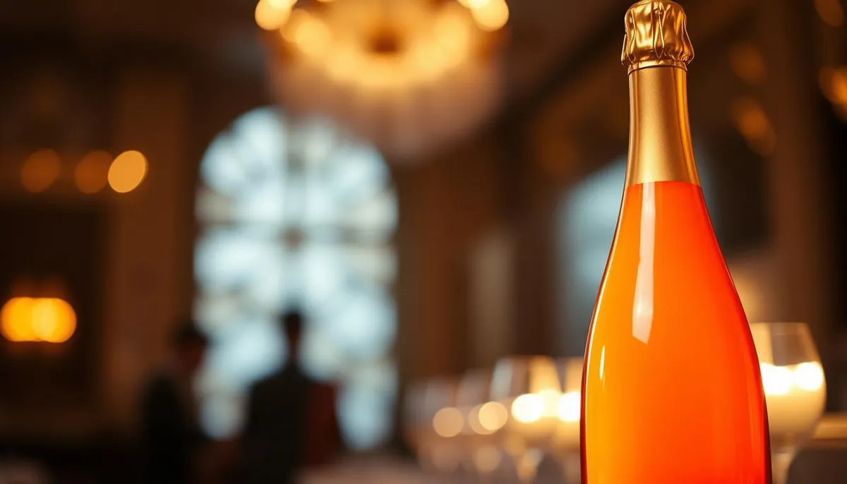 orange champagne bottle